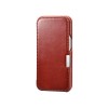 Husa Premium Tip Carte Icarer Metal Clip Vintage Folio, iPhone 13 Pro, Piele Naturala, Rosu